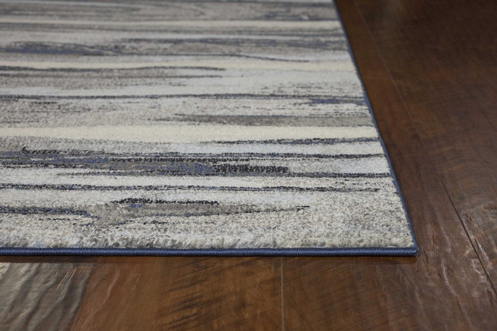 10' X 13' Gray Blue And Black Abstract Area Rug