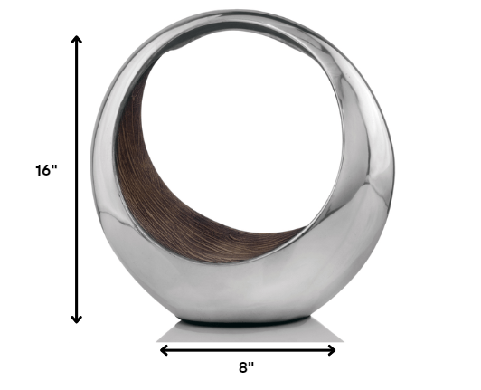 11" Brown and Silver Aluminum Circular Decorative Bowl