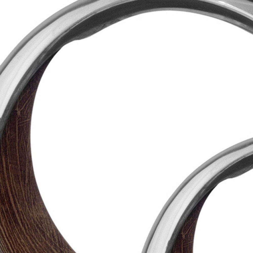 11" Brown and Silver Aluminum Circular Decorative Bowl