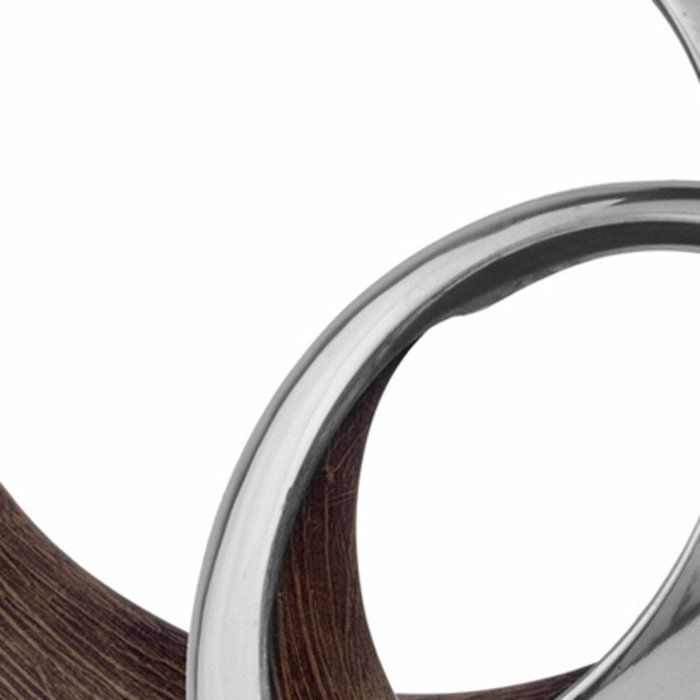 11" Brown and Silver Aluminum Circular Decorative Bowl