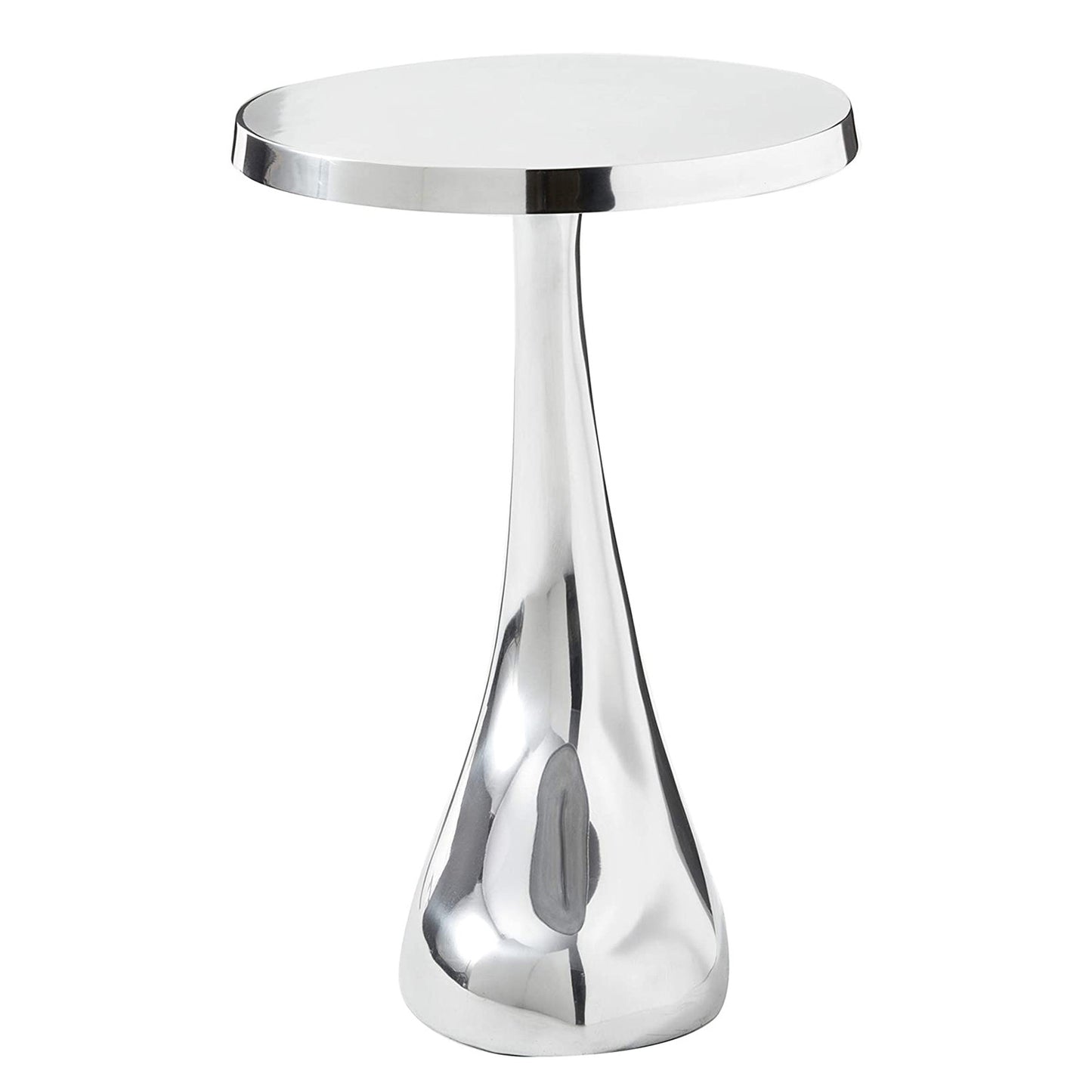 21" Silver Aluminum Round Abstract End Table