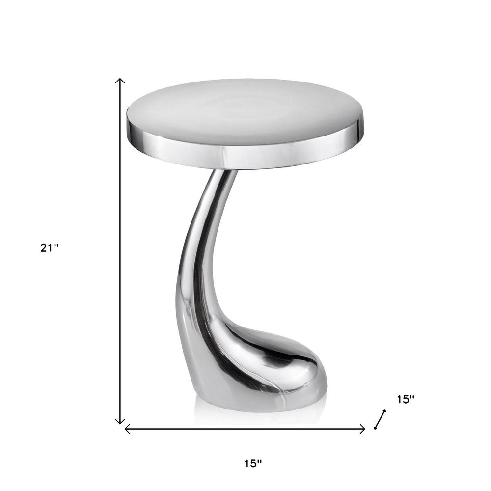 21" Silver Aluminum Round Abstract End Table