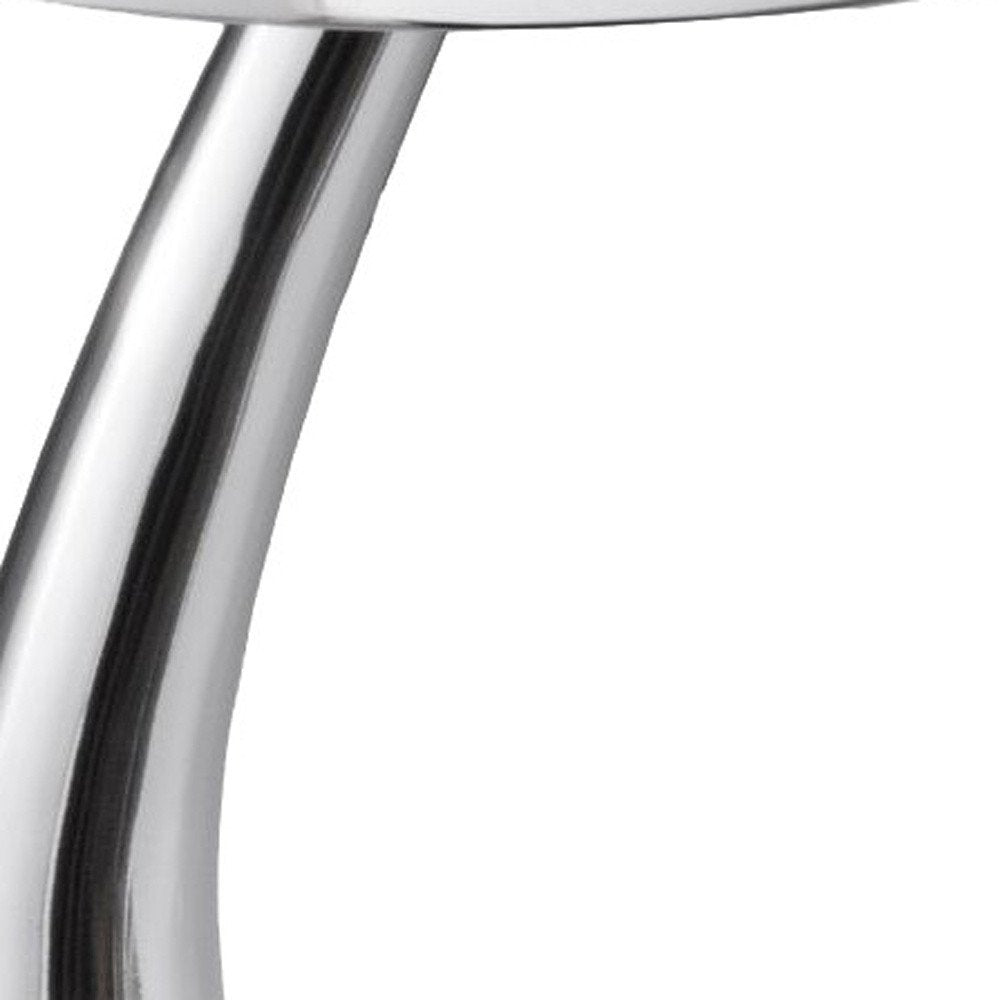 21" Silver Aluminum Round Abstract End Table