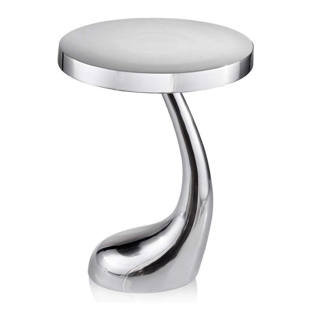 21" Silver Aluminum Round Abstract End Table