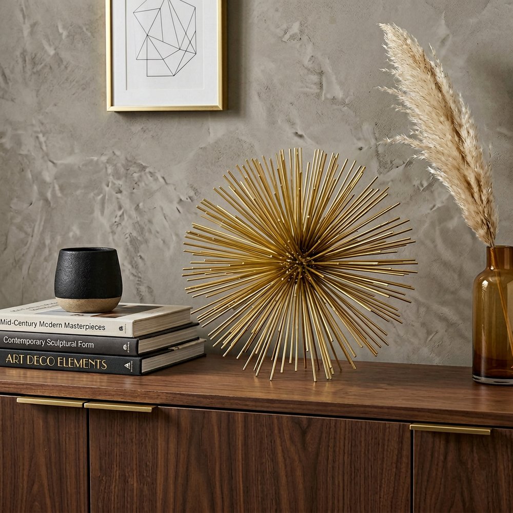 10" Antique Gold Finish Large Urchin Sphere