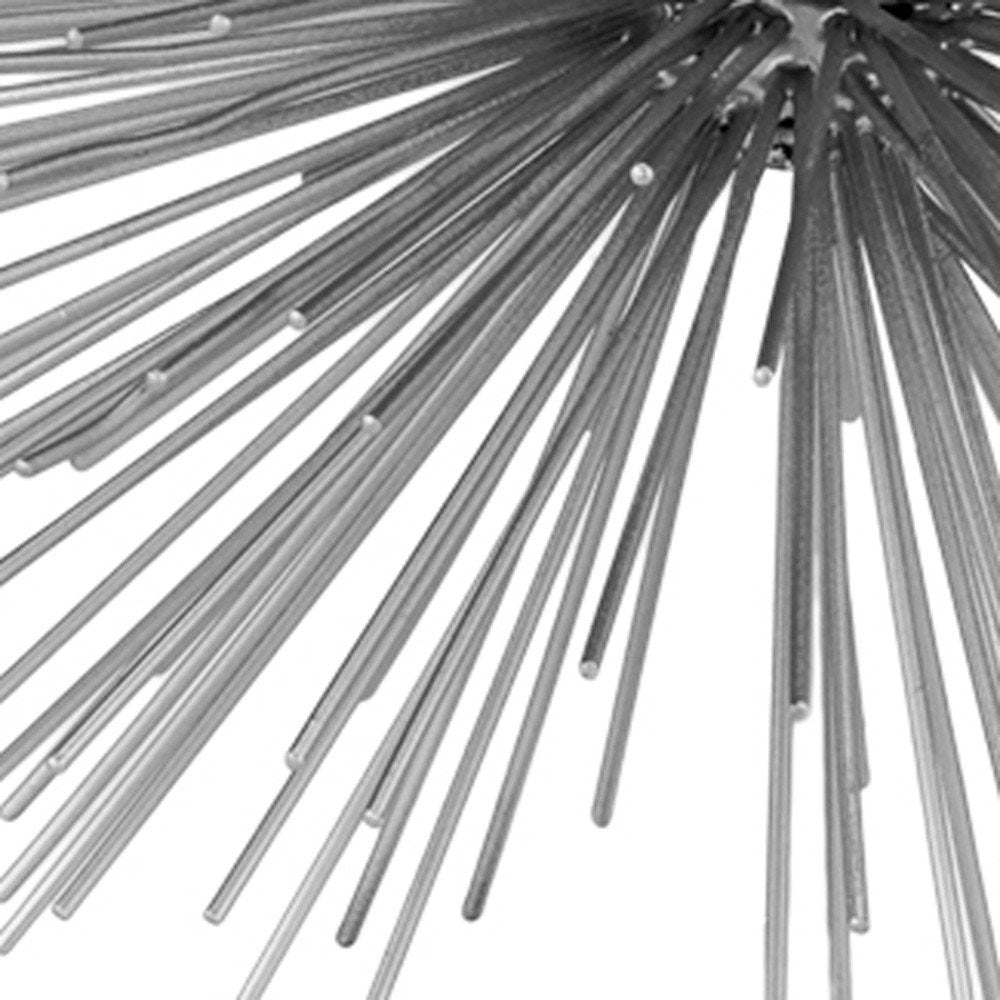 8" Silver Metal Spiky Sphere Tabletop Sculpture