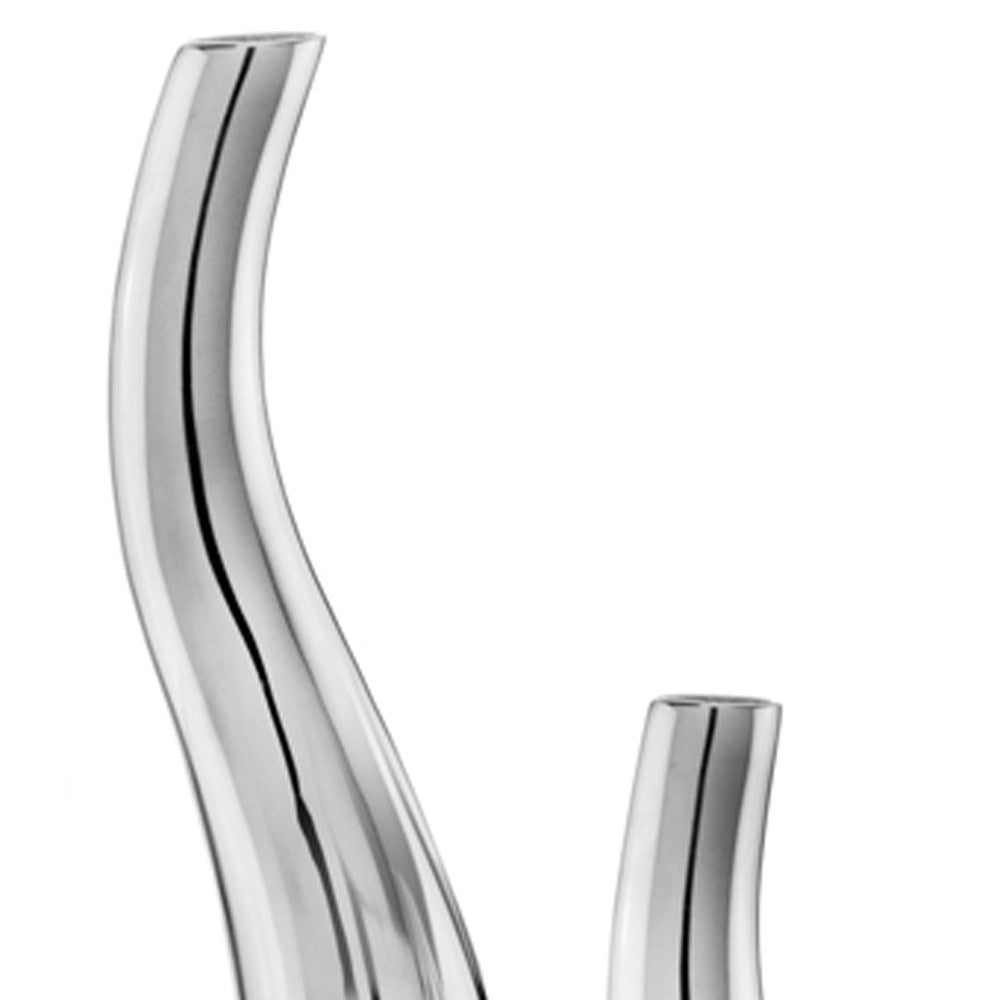 Set of Two Silver Aluminum Squiggly Table Vase