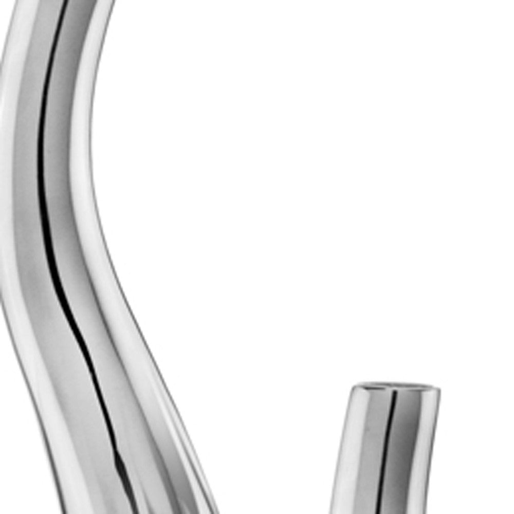 Set of Two Silver Aluminum Squiggly Table Vase