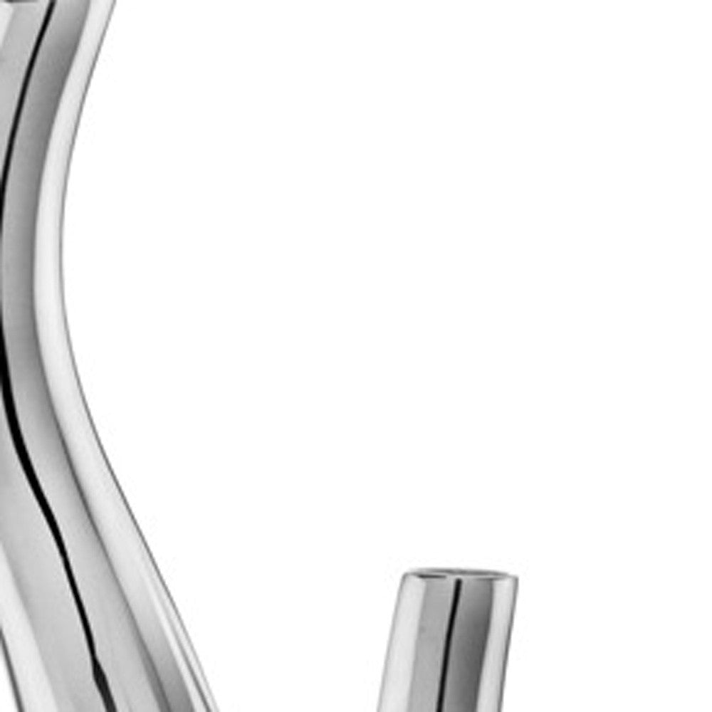Set of Two Silver Aluminum Squiggly Table Vase