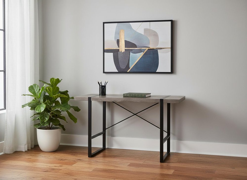 24" Taupe and Black Computer Desk