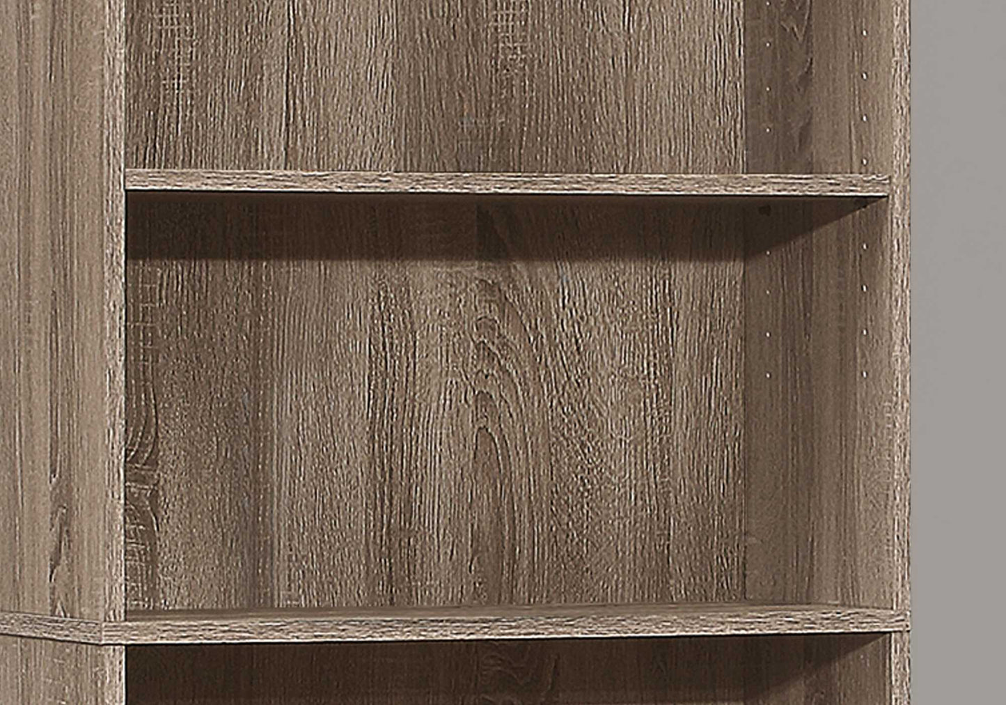 71" Taupe Distressed Wood Adjustable Five Tier Bookcase