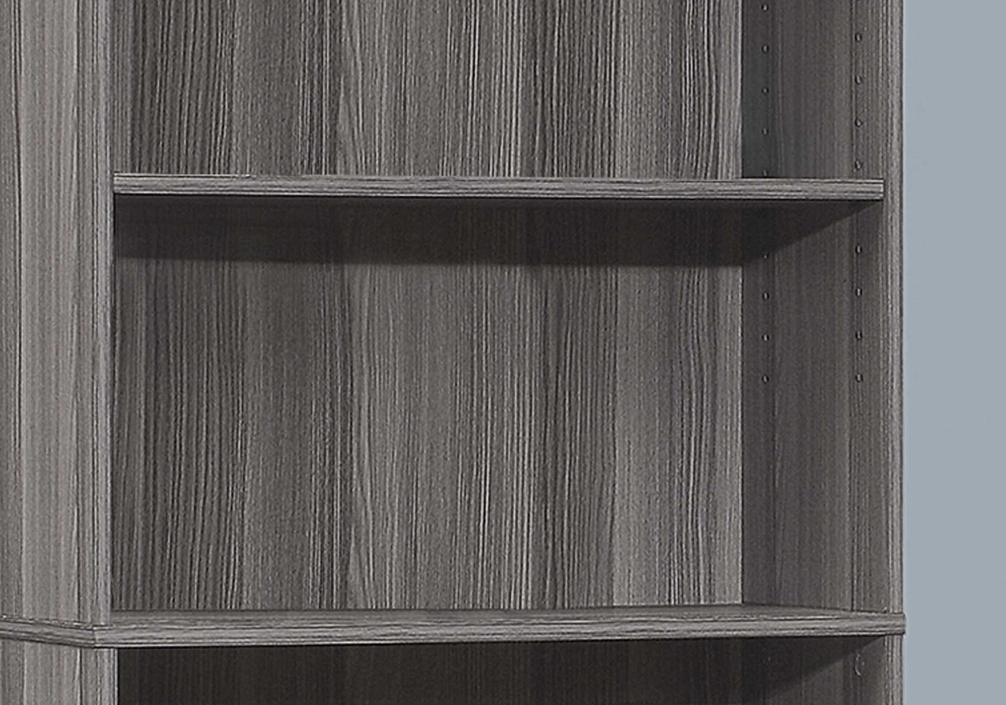 71" Gray Wood Adjustable Five Tier Bookcase