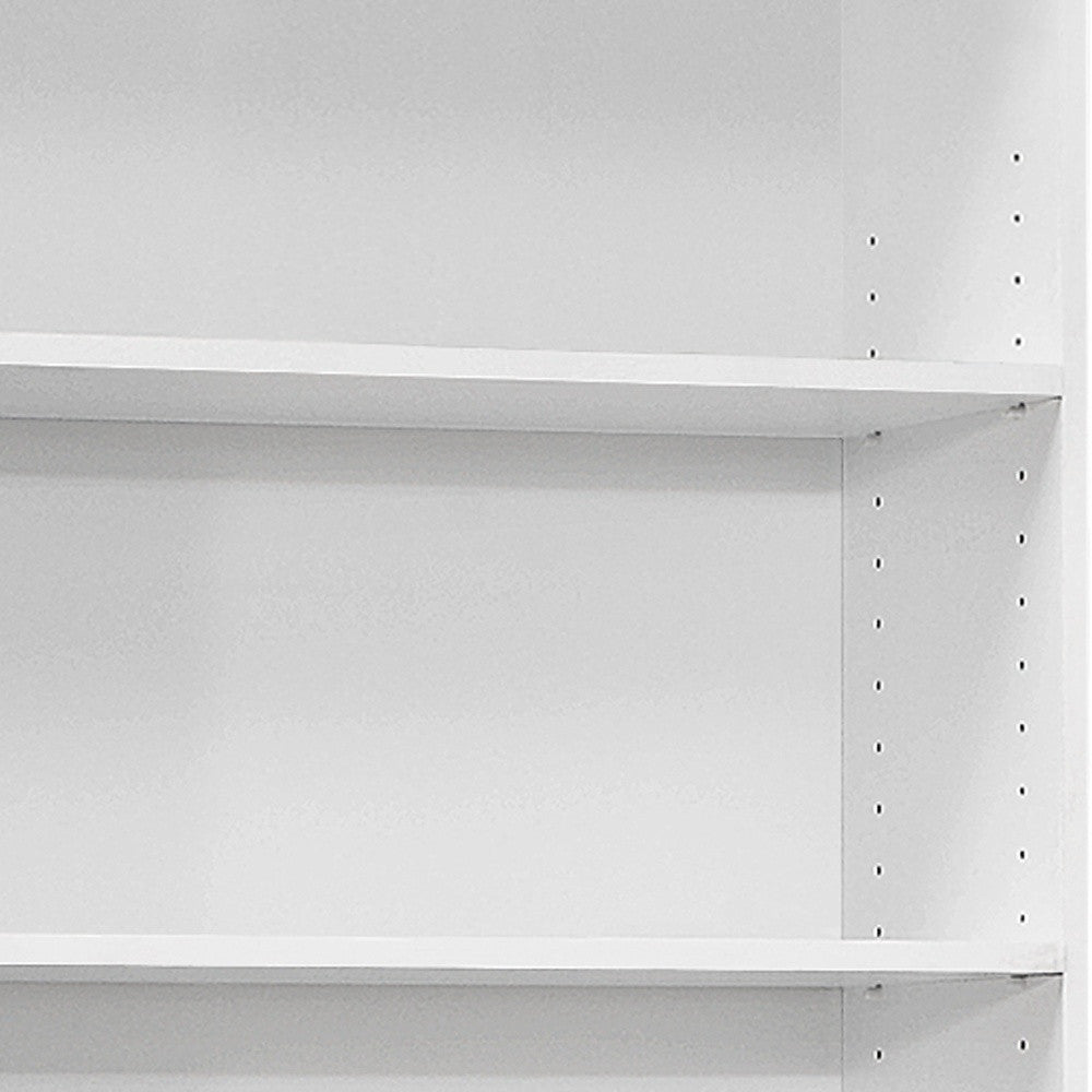 71" White Wood Adjustable Five Tier Bookcase