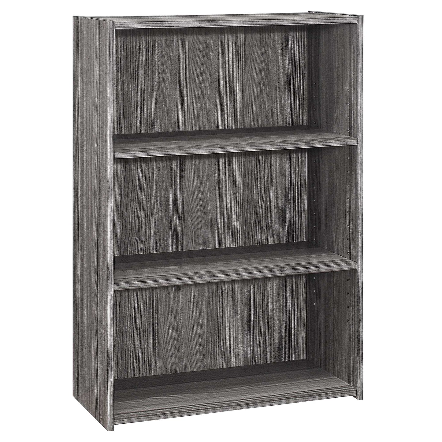 Gray Wood Adjustable Three Tier Bookcase
