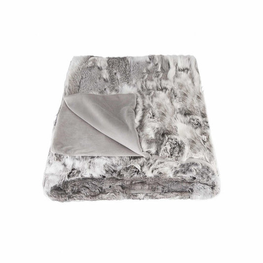 50" X 60" Gray Rabbit Fur Throw Blanket