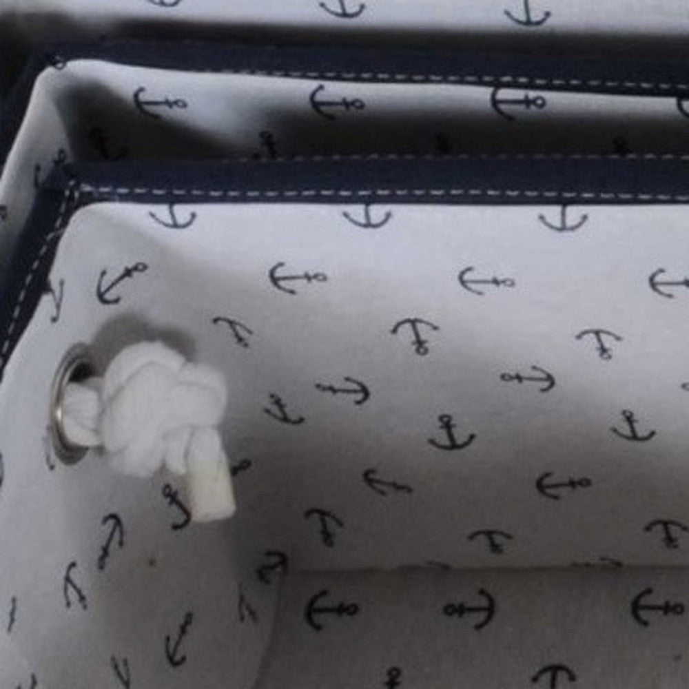 13.5" X 17" X 22.5" Blue Fabric Basket With Bow Decoration Set Of 5