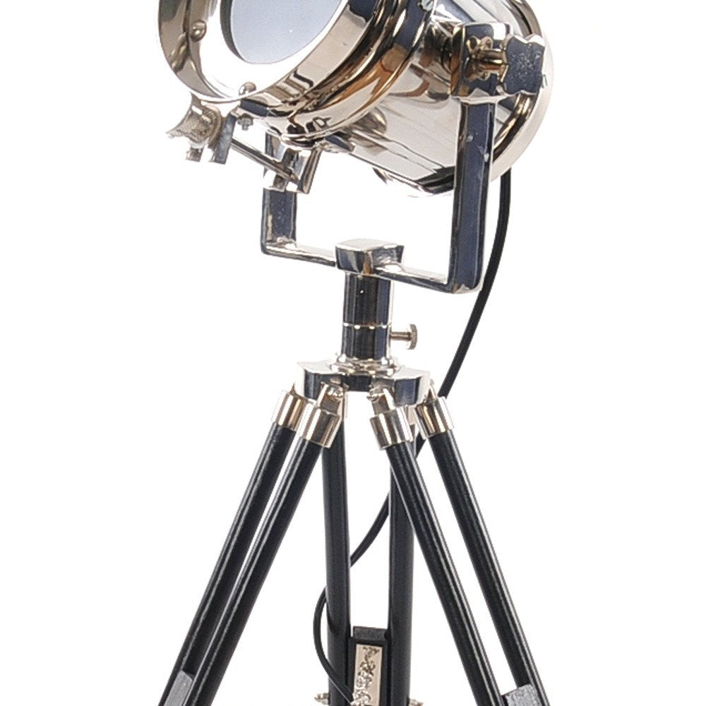 Silver Metal Tripod Floor Lamp With Metal Shade