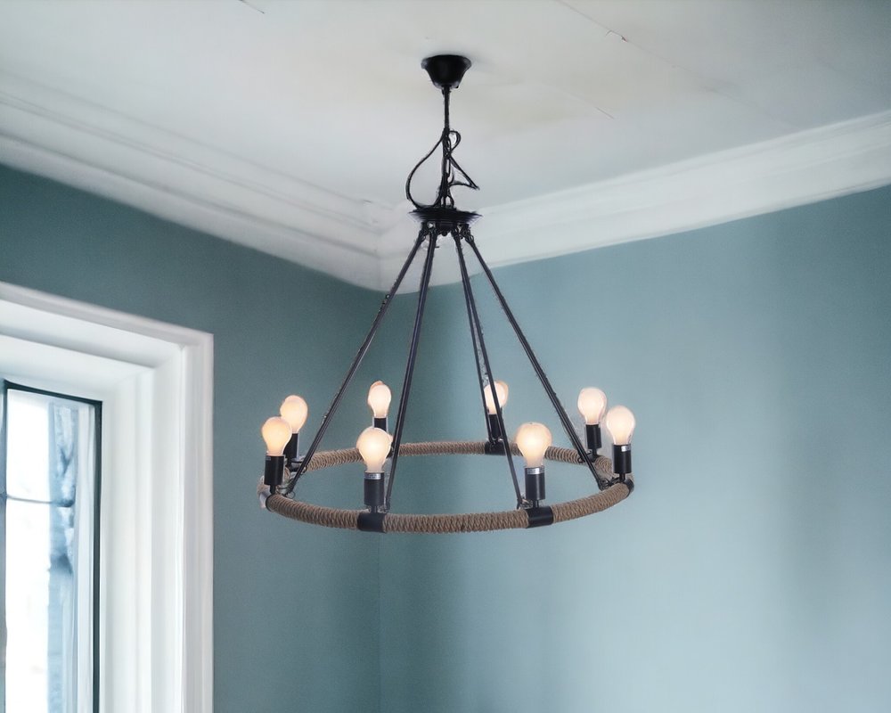 32" X 37" X 32" 8 Bulbs Rope Pendant Lamp