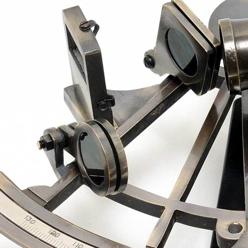 8.5" X 8" X 4.5" Nautical Sextant In Wood Box Large