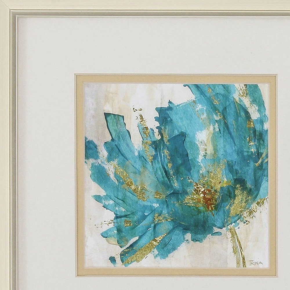 12" X 12" Champagne Gold Color Frame Blue Infusion (Set Of 2)