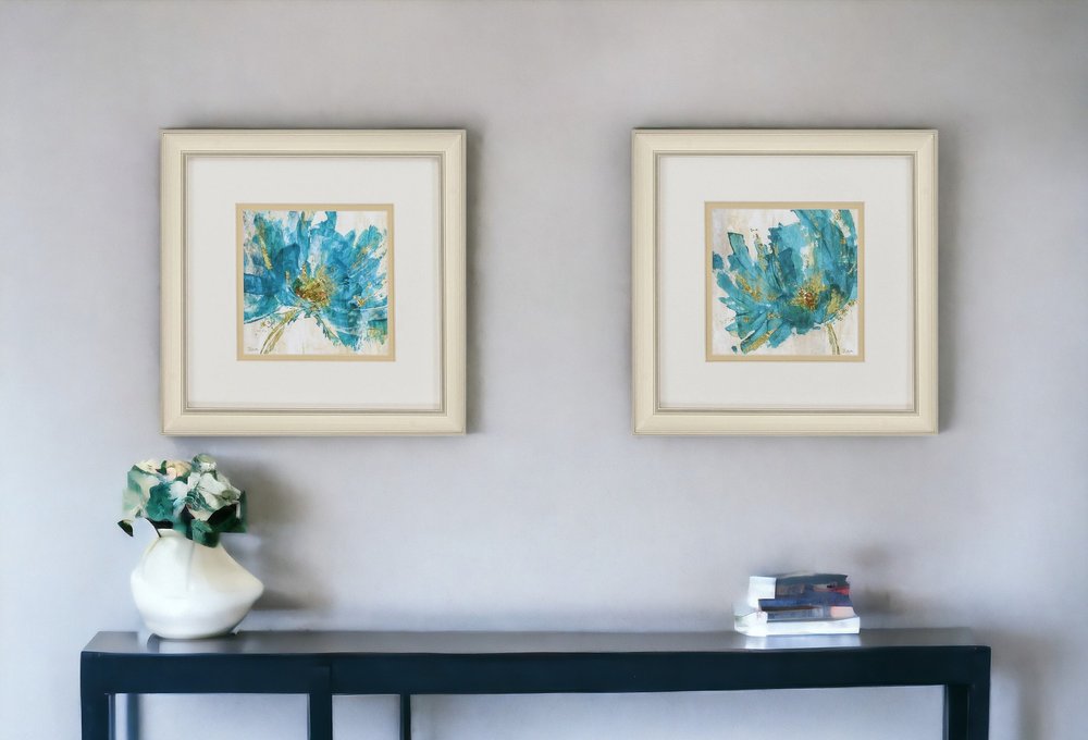 12" X 12" Champagne Gold Color Frame Blue Infusion (Set Of 2)