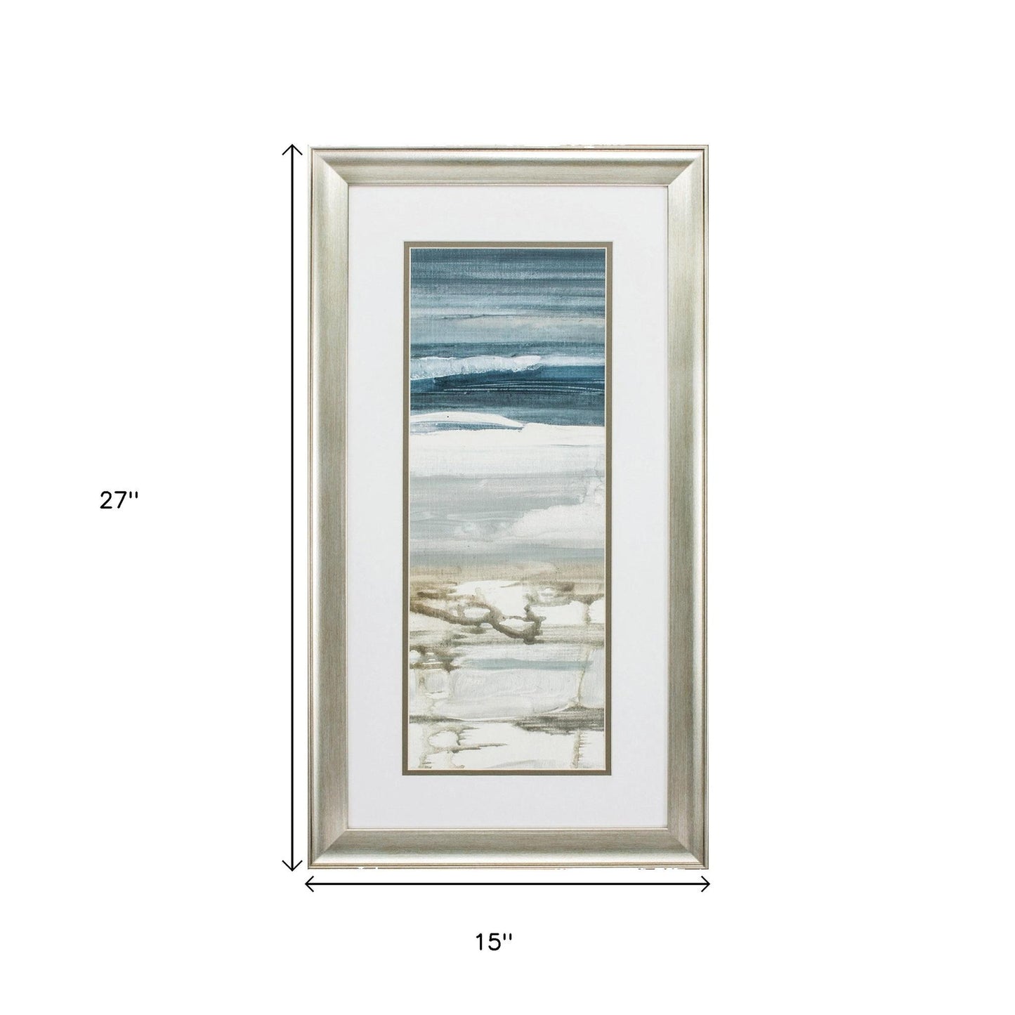 Set of Two 27" X 15" Ocean Print Silver Framed Art Wall Decor
