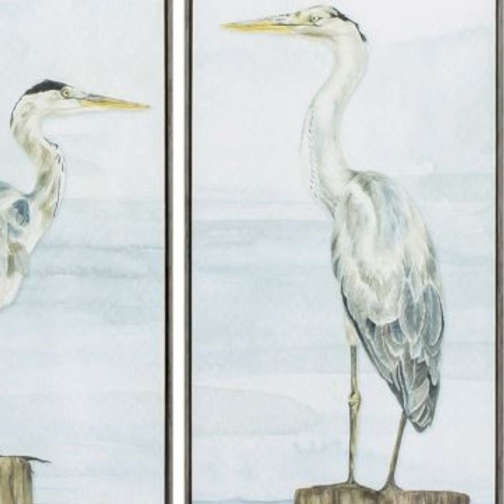 13" X 36" Woodtoned Frame Ocean Sky Panel (Set Of 2)