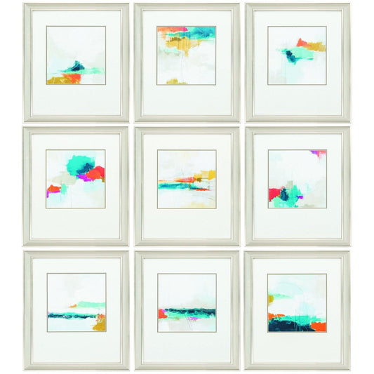 Set of Nine Champagne Polystyrene Framed Art