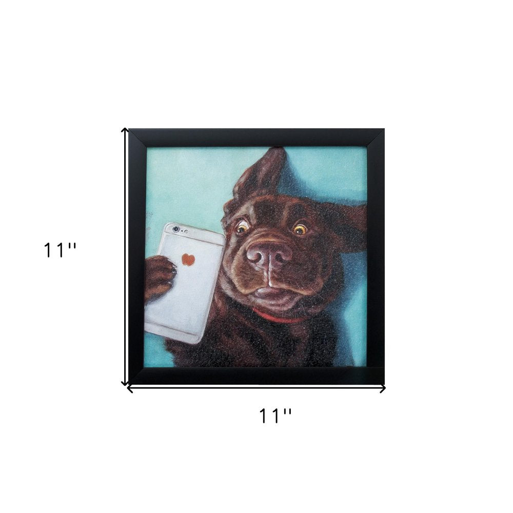 11" X 11" Black Frame Dog Selfie
