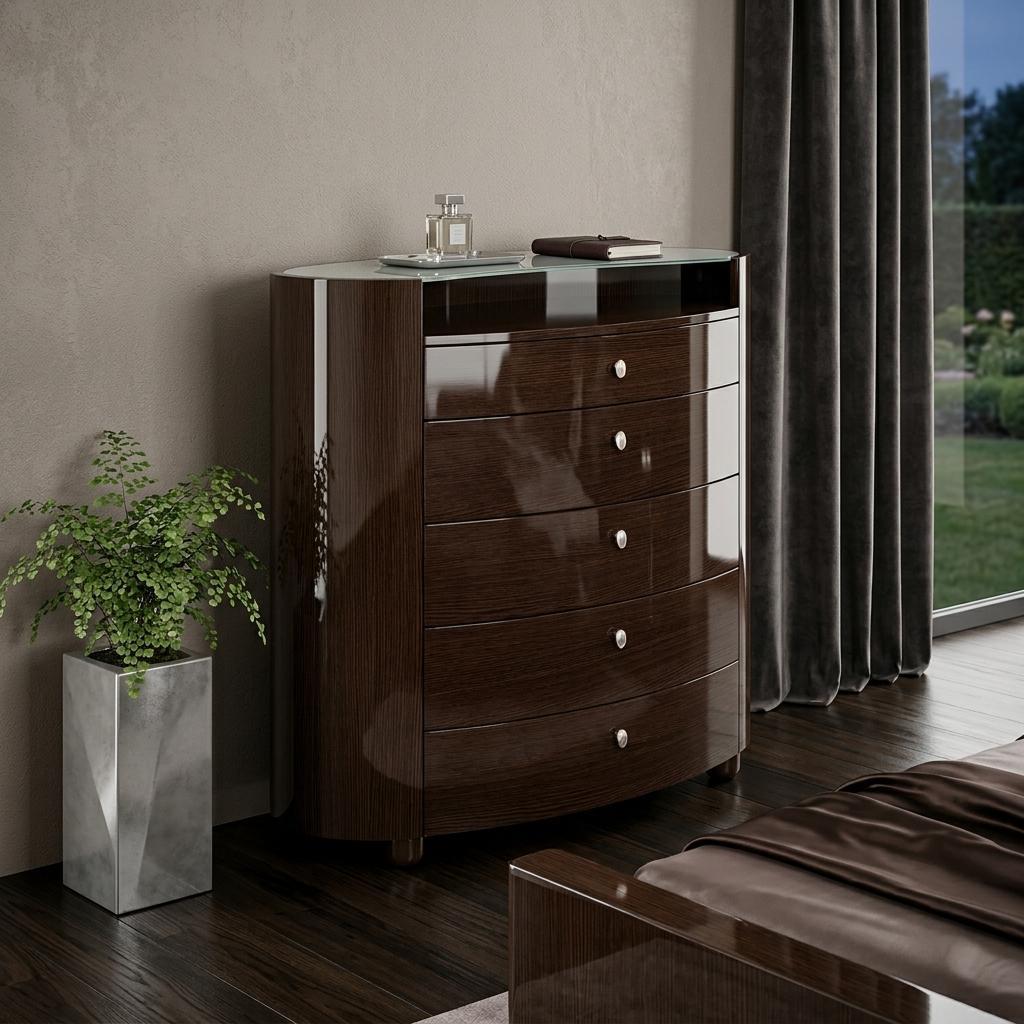 39" Brown Wood Five Drawer Dresser