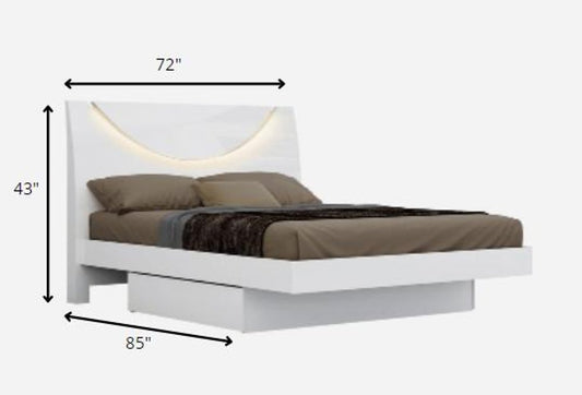 White Solid Wood King Bed Frame