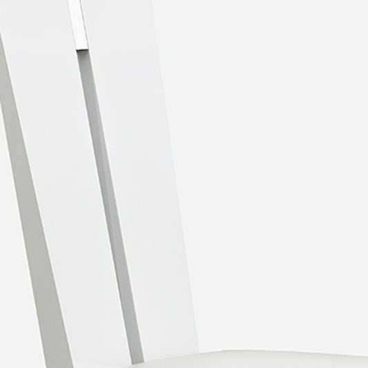 Set of Two White Upholstered Faux Leather Ladder Back Dining Side Chairs