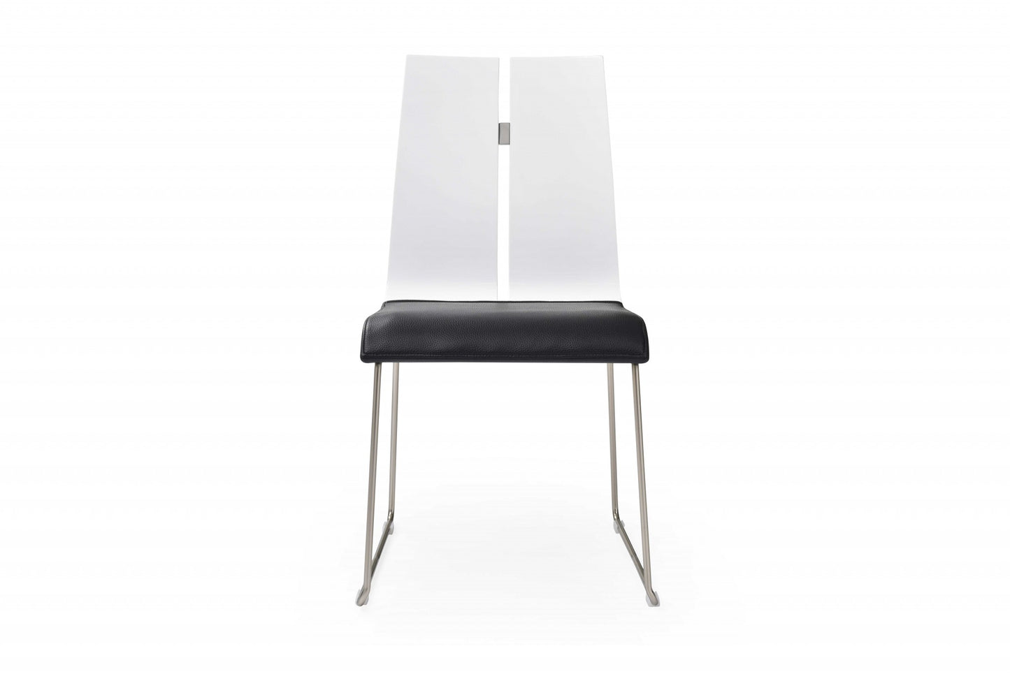 Set of Two Black and Silver Upholstered Faux Leather Dining Side Chairs