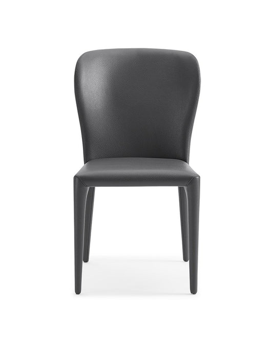 Set of Two Gray Upholstered Faux Leather Dining Side Chairs