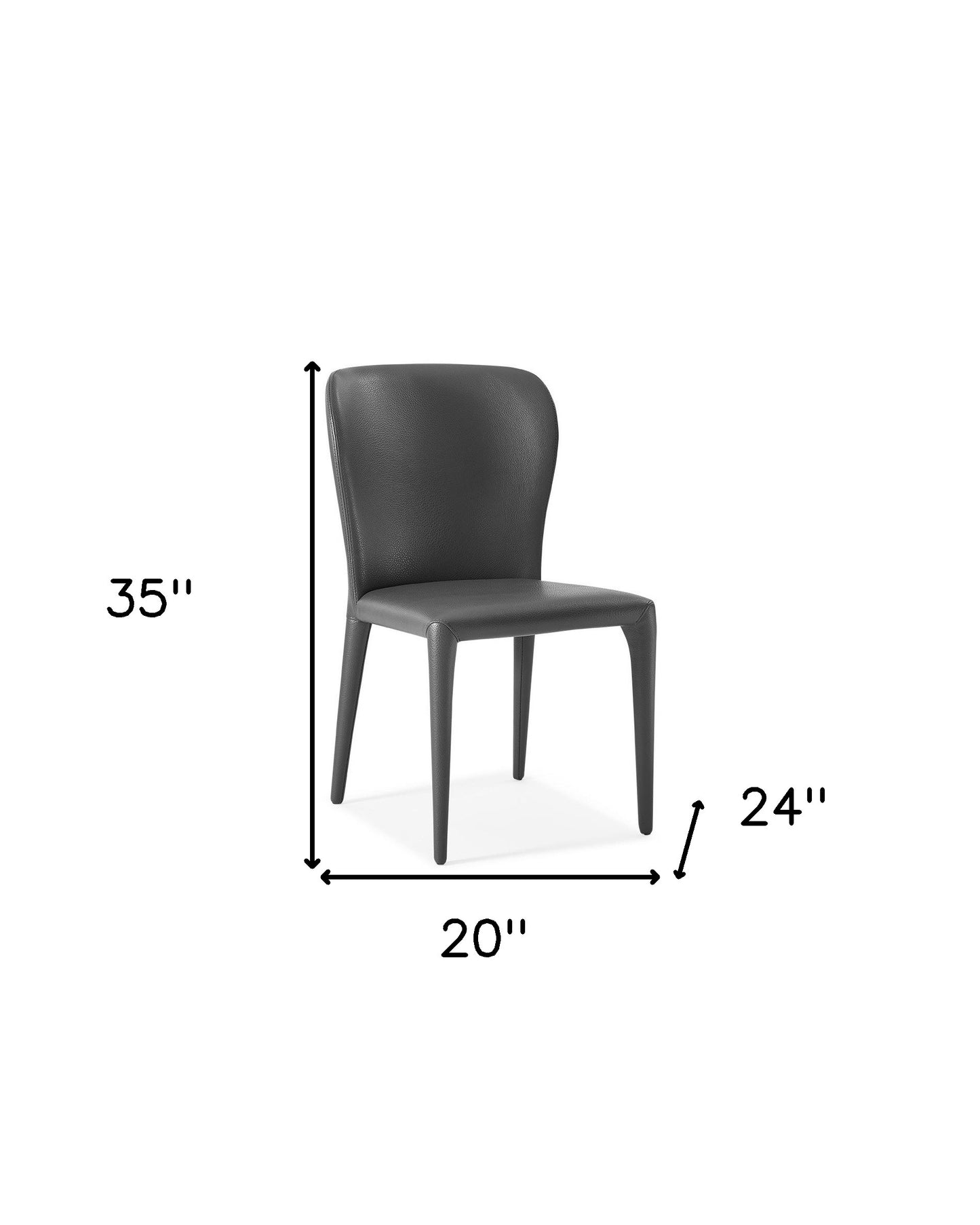 Set of Two Gray Upholstered Faux Leather Dining Side Chairs