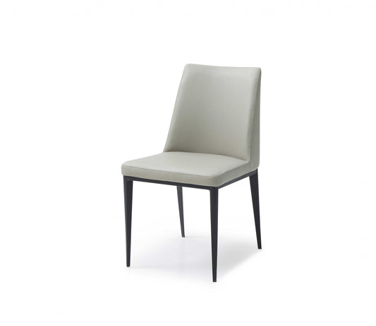 Set of Two Gray and Black Upholstered Faux Leather Dining Side Chairs