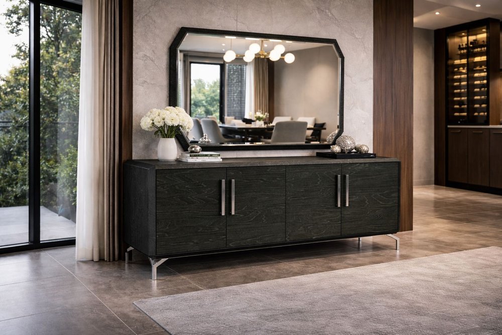 71" Gray Stainless Steel Solid Console Table