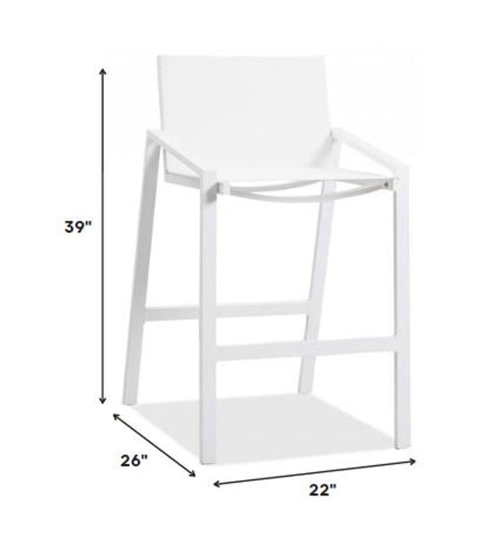 28" White Iron and Stainless Steel Counter Height Bar Chair