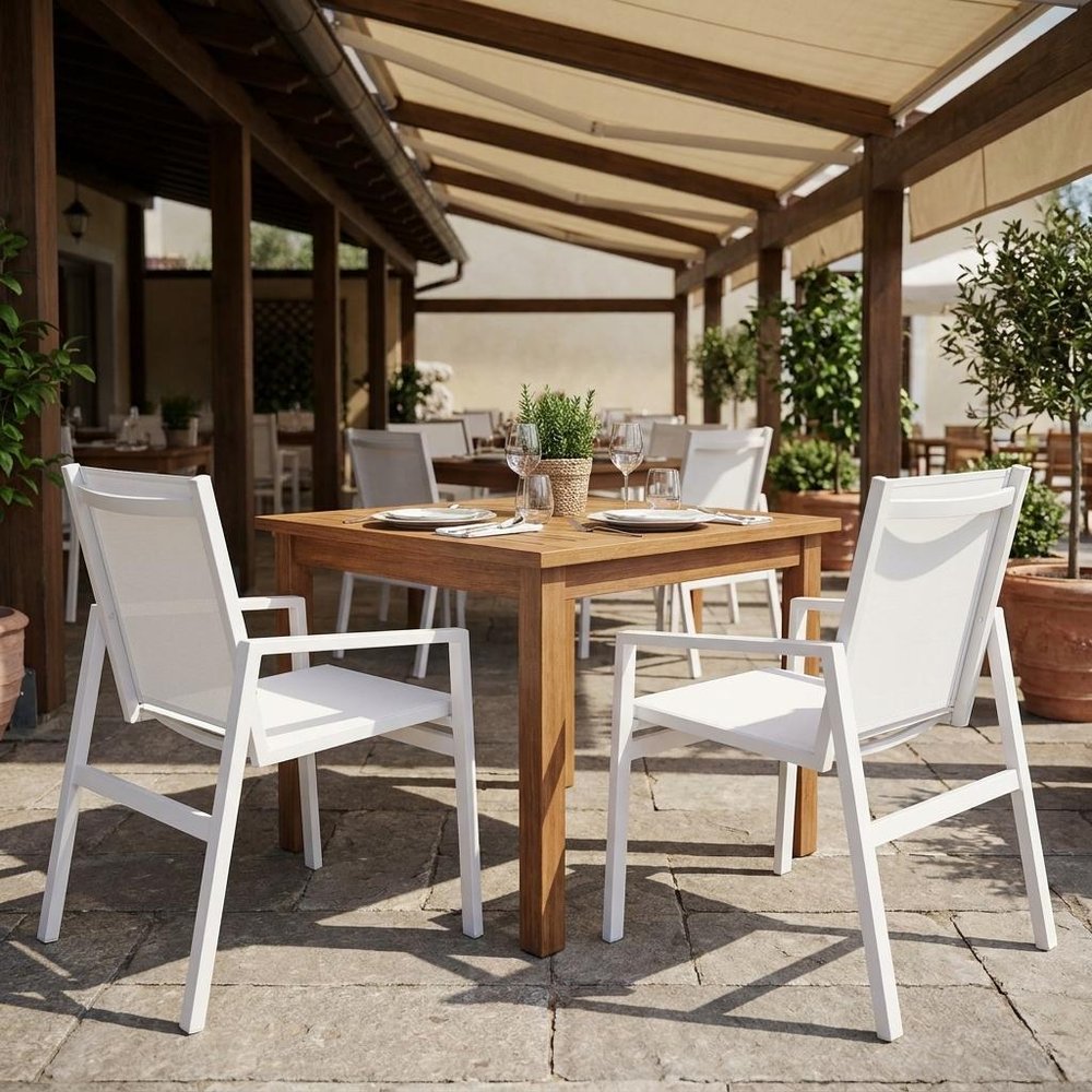 Set of Two 22" White Metal Indoor Outdoor Dining Chair