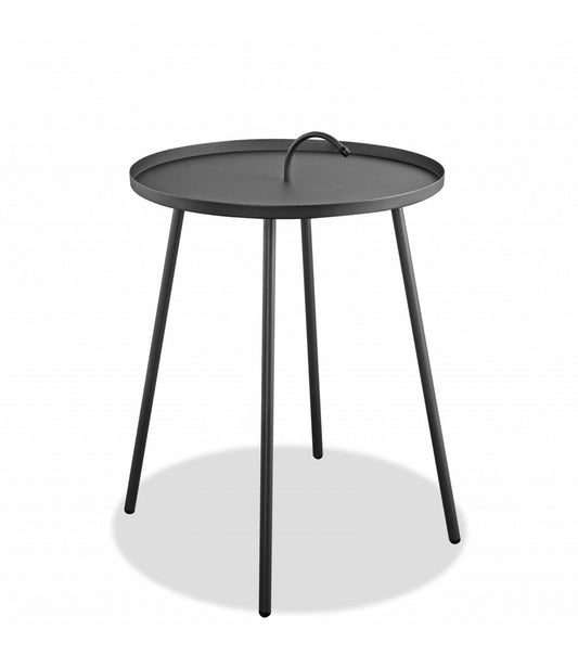 20" Dark Gray Aluminum Round Outdoor Side Table