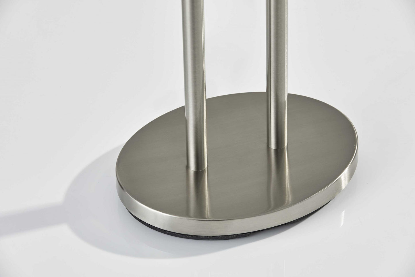 27" Silver Metal Two Light Bedside Lamp With Off White Drum Shade