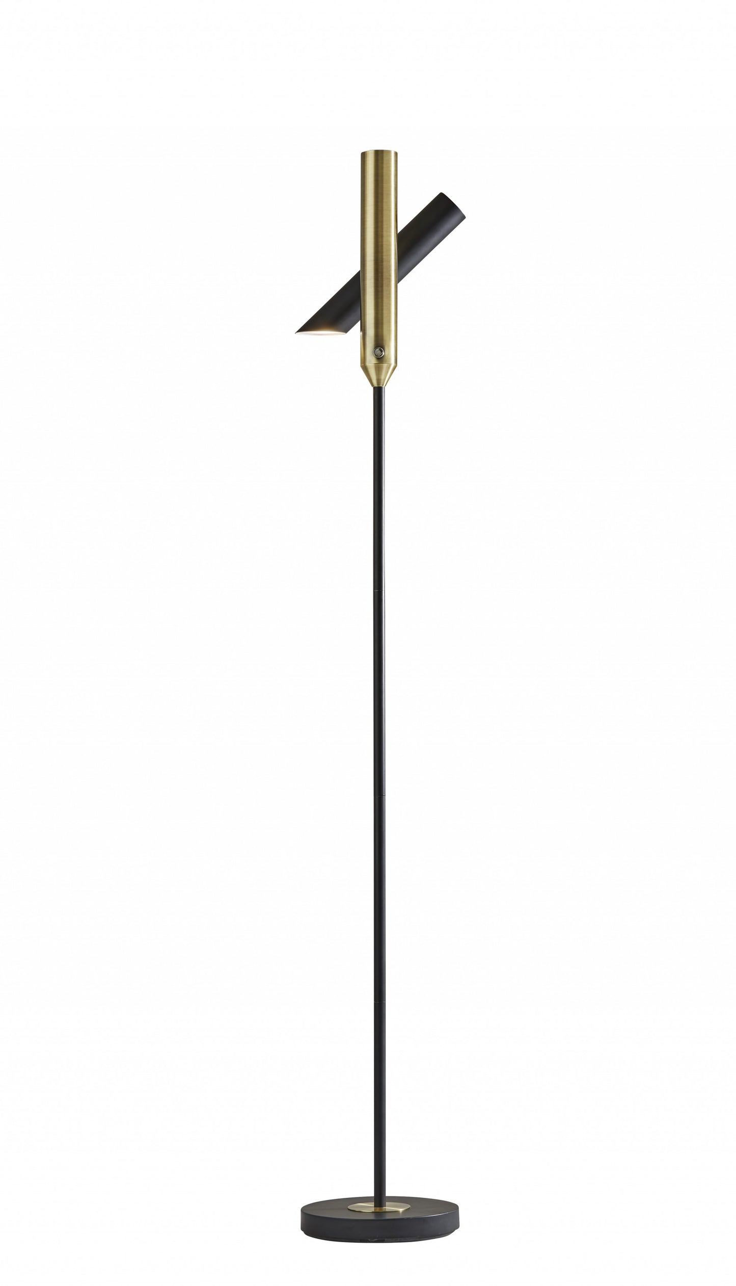 68" Black Metal LED Floor Lamp With Black Metal Cylinder Shade