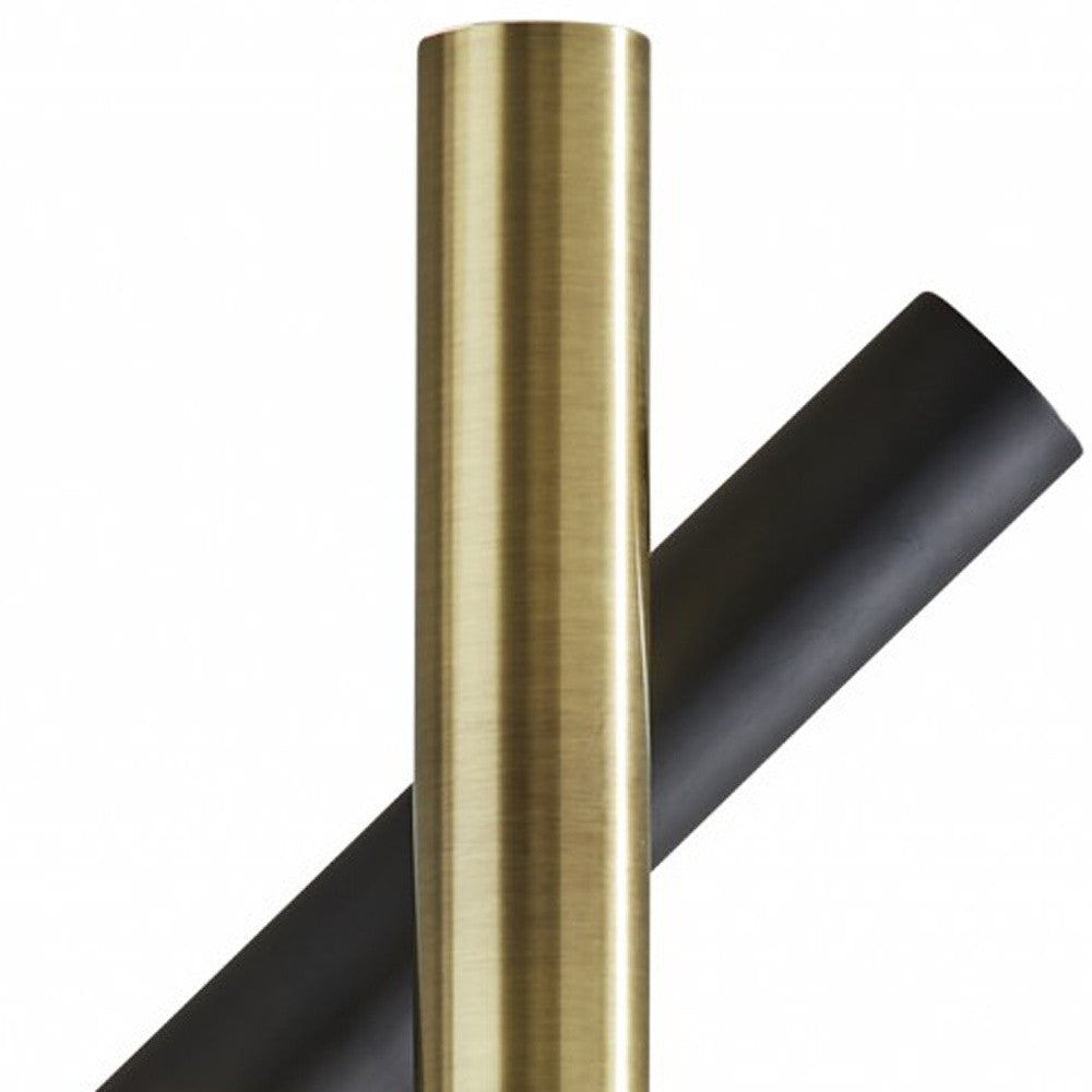 68" Black Metal LED Floor Lamp With Black Metal Cylinder Shade