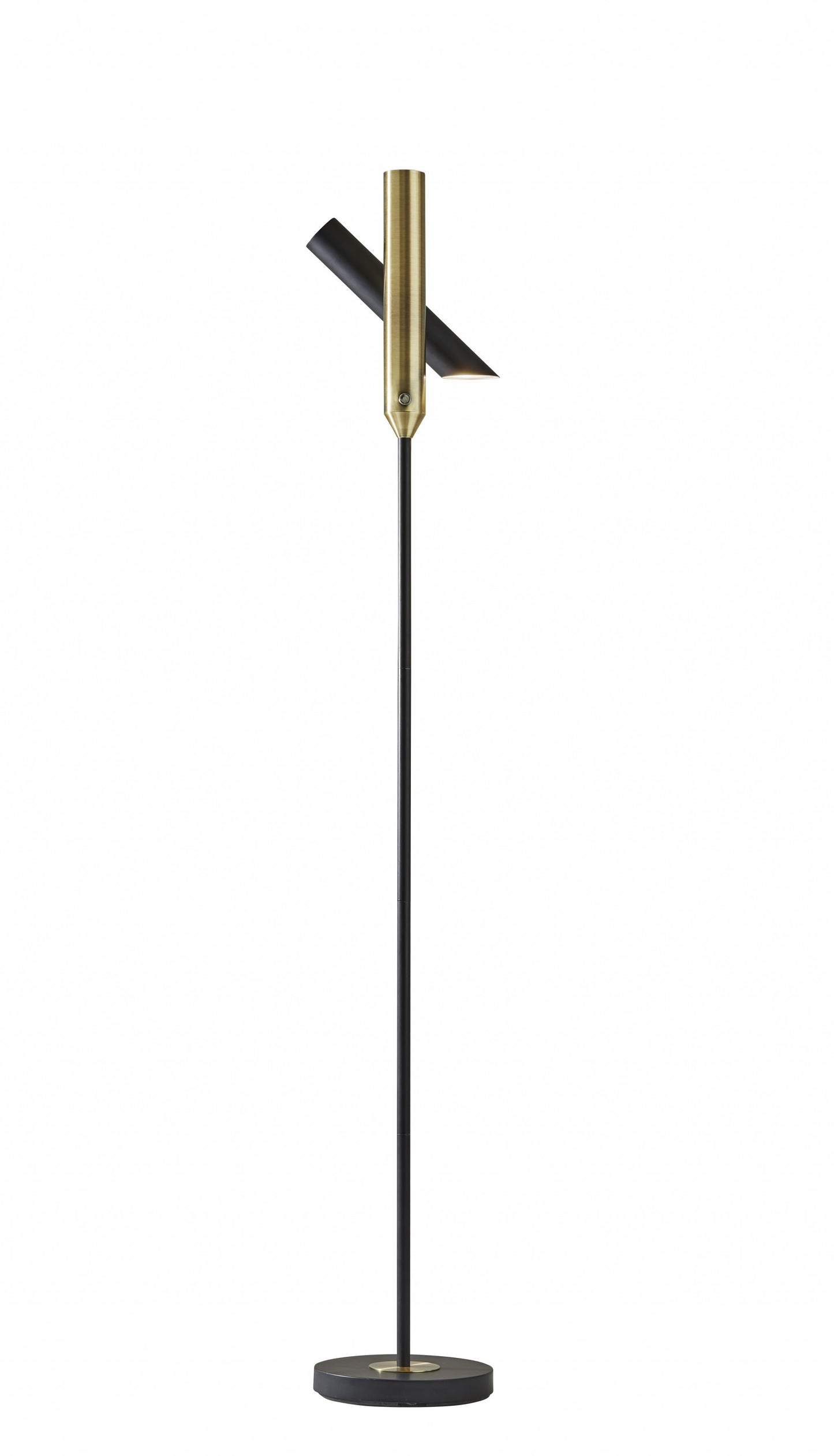 68" Black Metal LED Floor Lamp With Black Metal Cylinder Shade