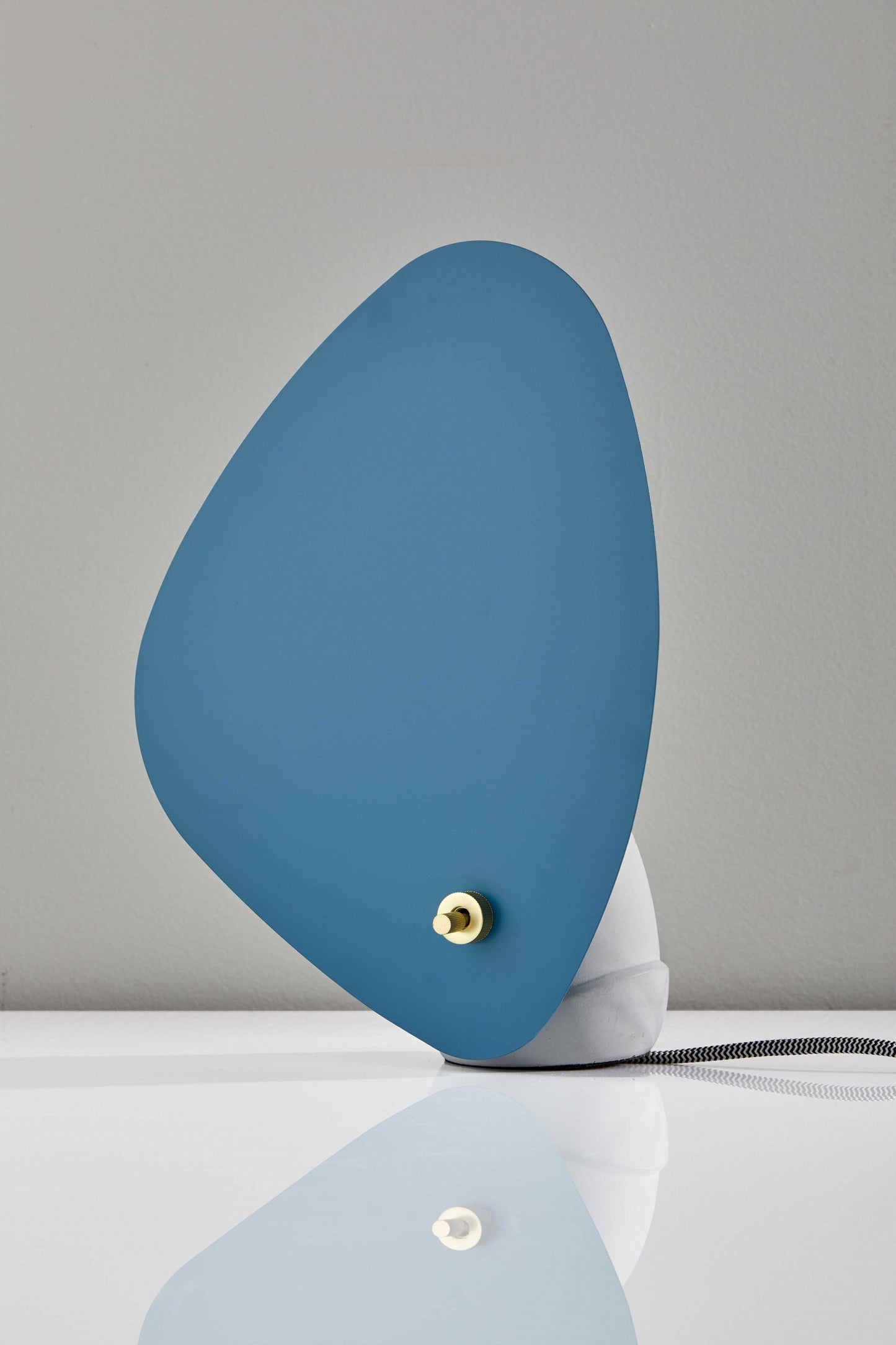 13" Gray Concrete Novelty Bedside Lamp With Aqua Novelty Shade