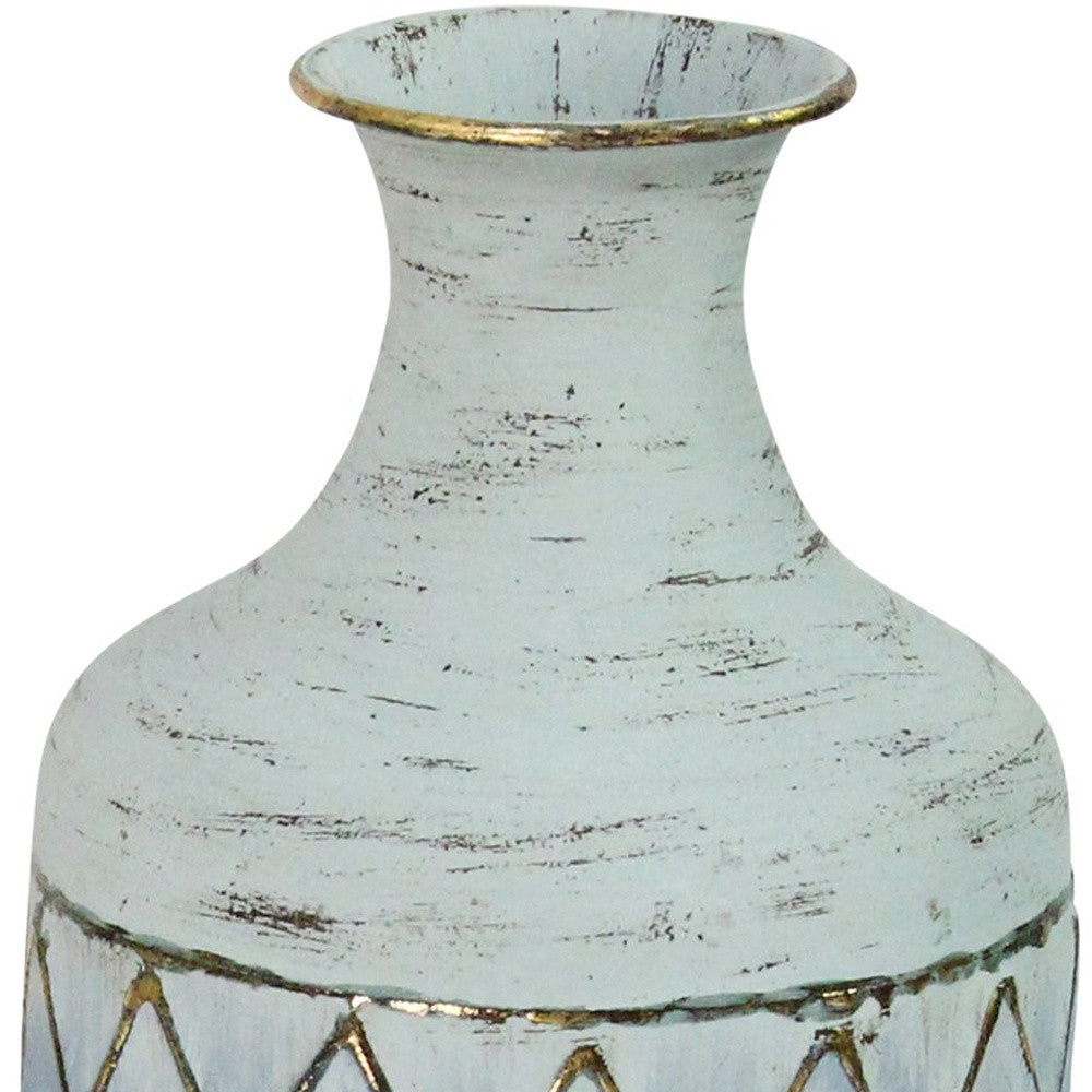 12" Blue And Gold Bud Metal Table Vase