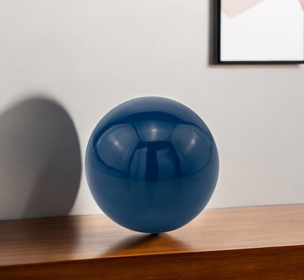 4" Blue Aluminum Decorative Orb Tabletop Sculpture
