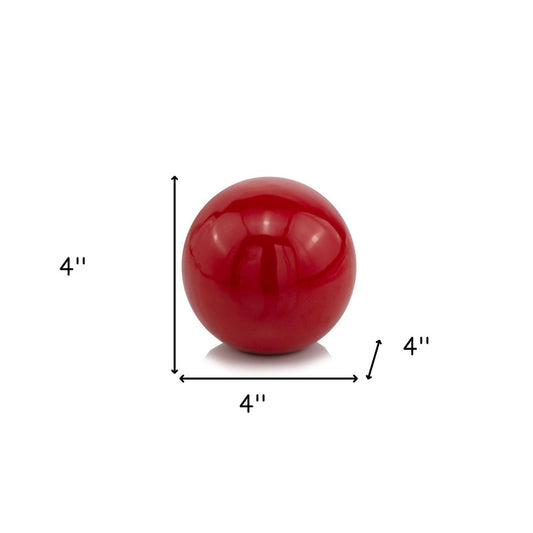 4" Red Aluminum Decorative Orb Tabletop Sculpture