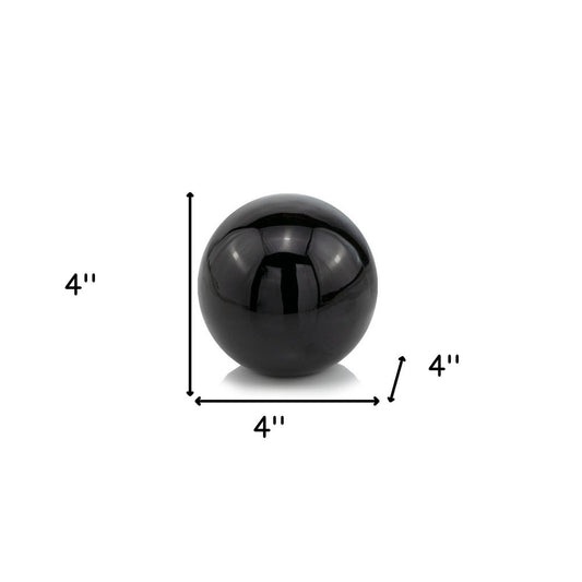 4" Black Aluminum Decorative Orb Tabletop Sculpture