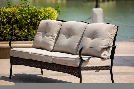 69" Beige Polyester Blend Settee With Black Legs